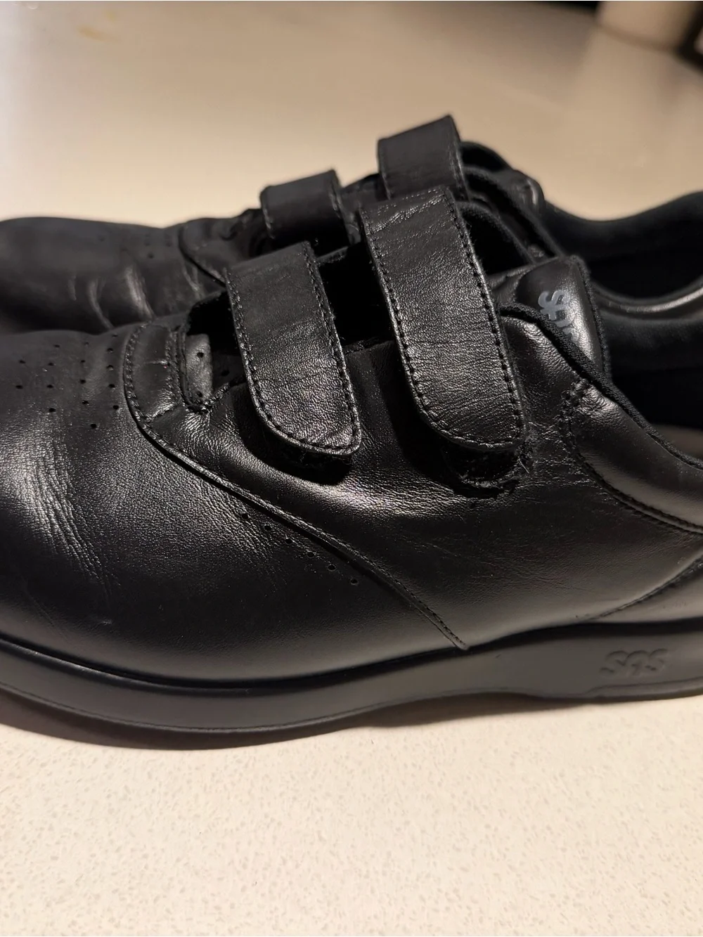 Classic Black Leather Slip-On Loafers with Dual Straps